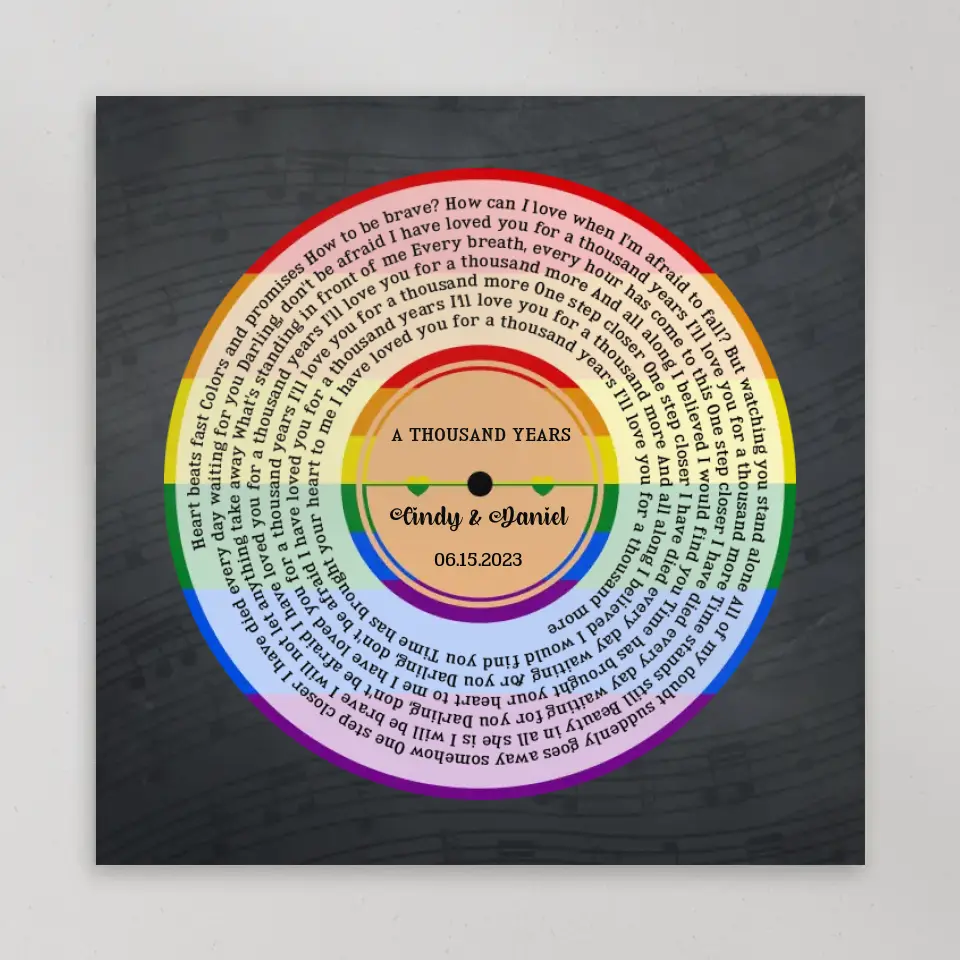 LGBT Pride - Custom Song & Lyrics - Square Canvas Poster - Wedding Anniversary Gift For Gay Lesbian Couples - Image 5