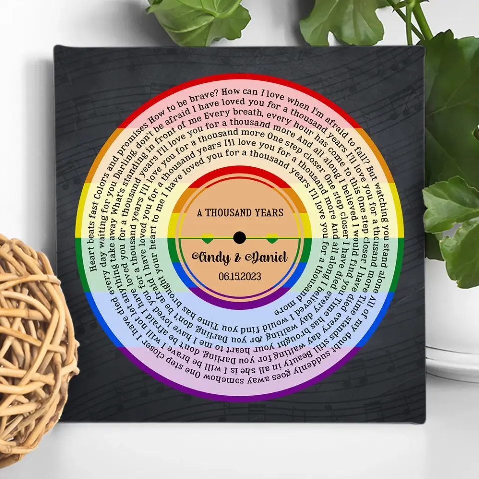 LGBT Pride - Custom Song & Lyrics - Square Canvas Poster - Wedding Anniversary Gift For Gay Lesbian Couples - Image 6
