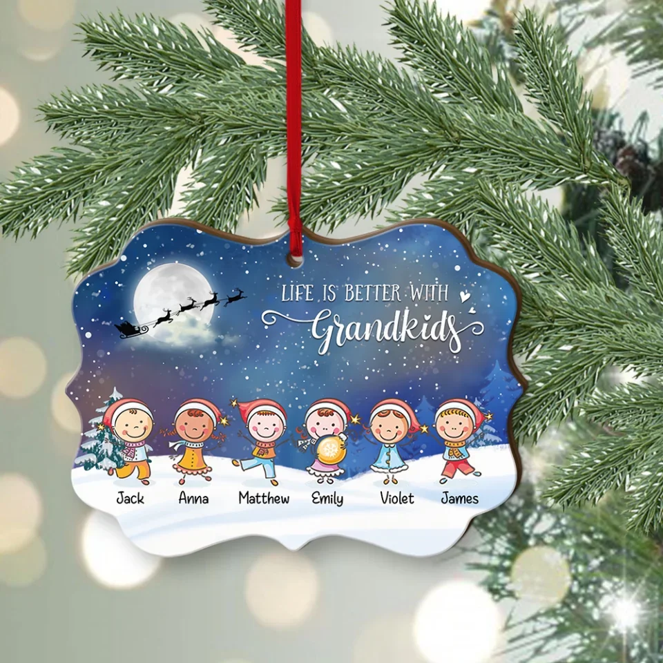 Life Is Better With Grandkids - Custom Acrylic Wooden Ornament - Christmas Gift For Grandpa Grandma - Image 10