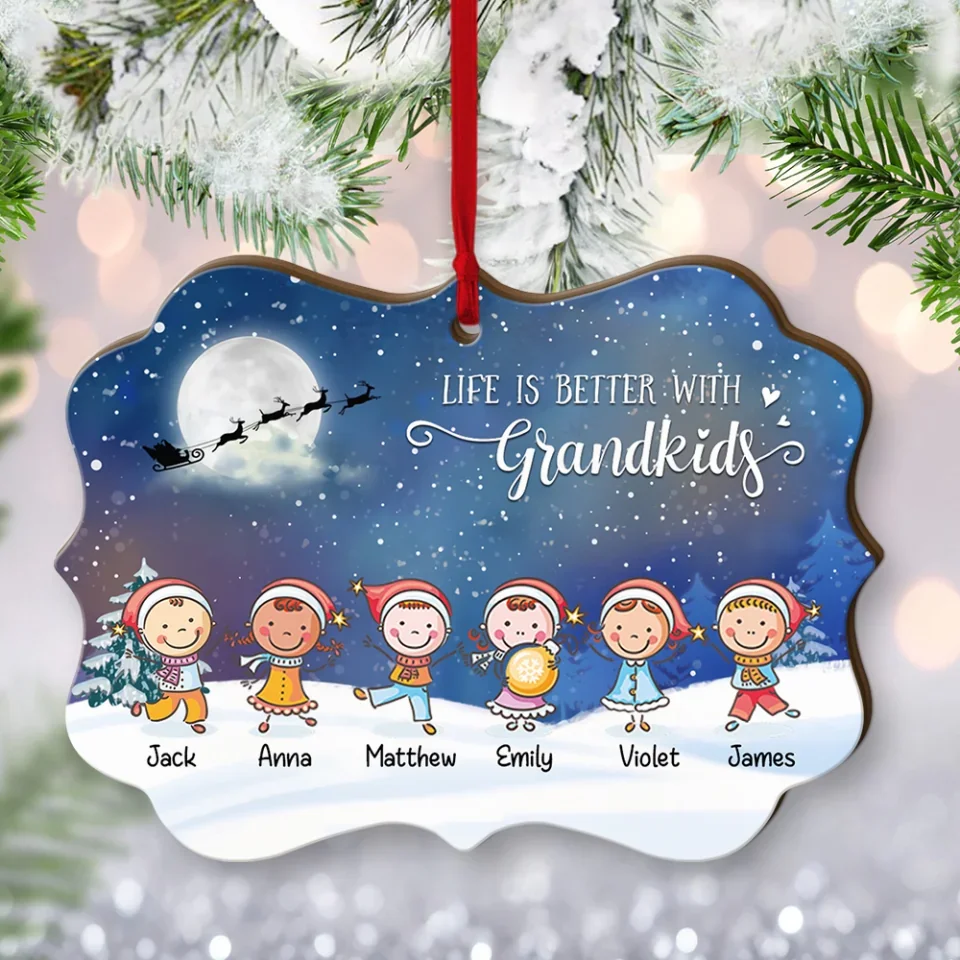 Life Is Better With Grandkids - Custom Acrylic Wooden Ornament - Christmas Gift For Grandpa Grandma - Image 11