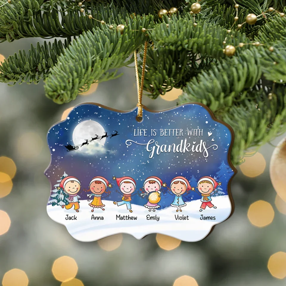 Life Is Better With Grandkids - Custom Acrylic Wooden Ornament - Christmas Gift For Grandpa Grandma - Image 14