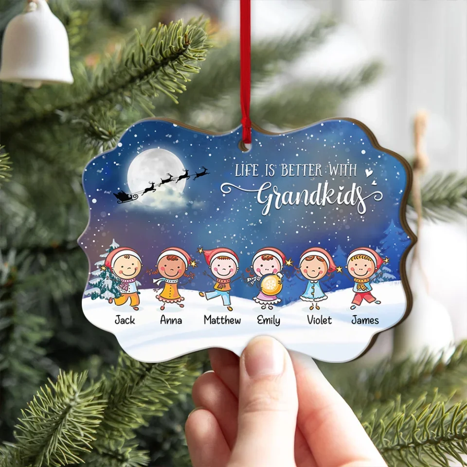 Life Is Better With Grandkids - Custom Acrylic Wooden Ornament - Christmas Gift For Grandpa Grandma - Image 16