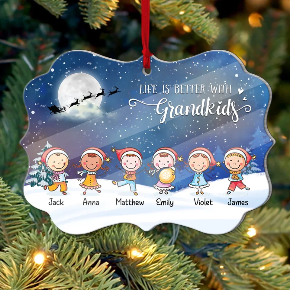 Life Is Better With Grandkids - Custom Acrylic Wooden Ornament - Christmas Gift For Grandpa Grandma - Image 22