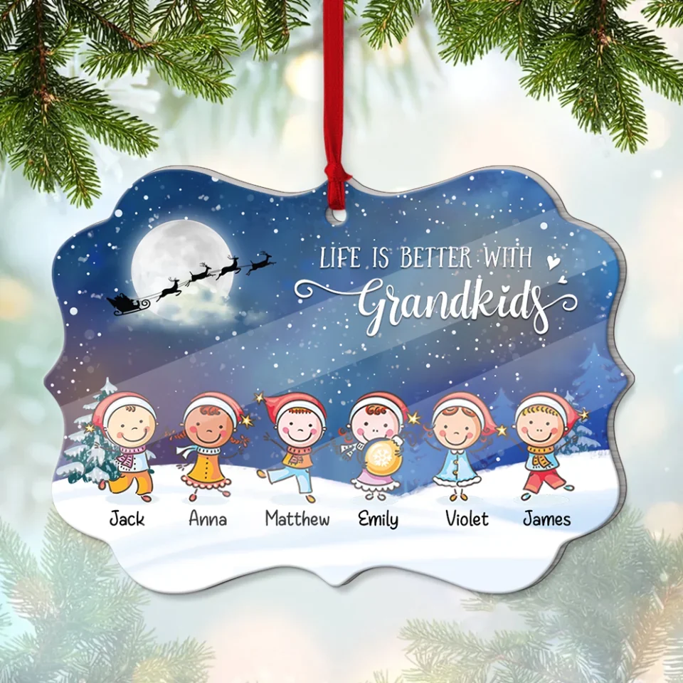 Life Is Better With Grandkids - Custom Acrylic Wooden Ornament - Christmas Gift For Grandpa Grandma - Image 25