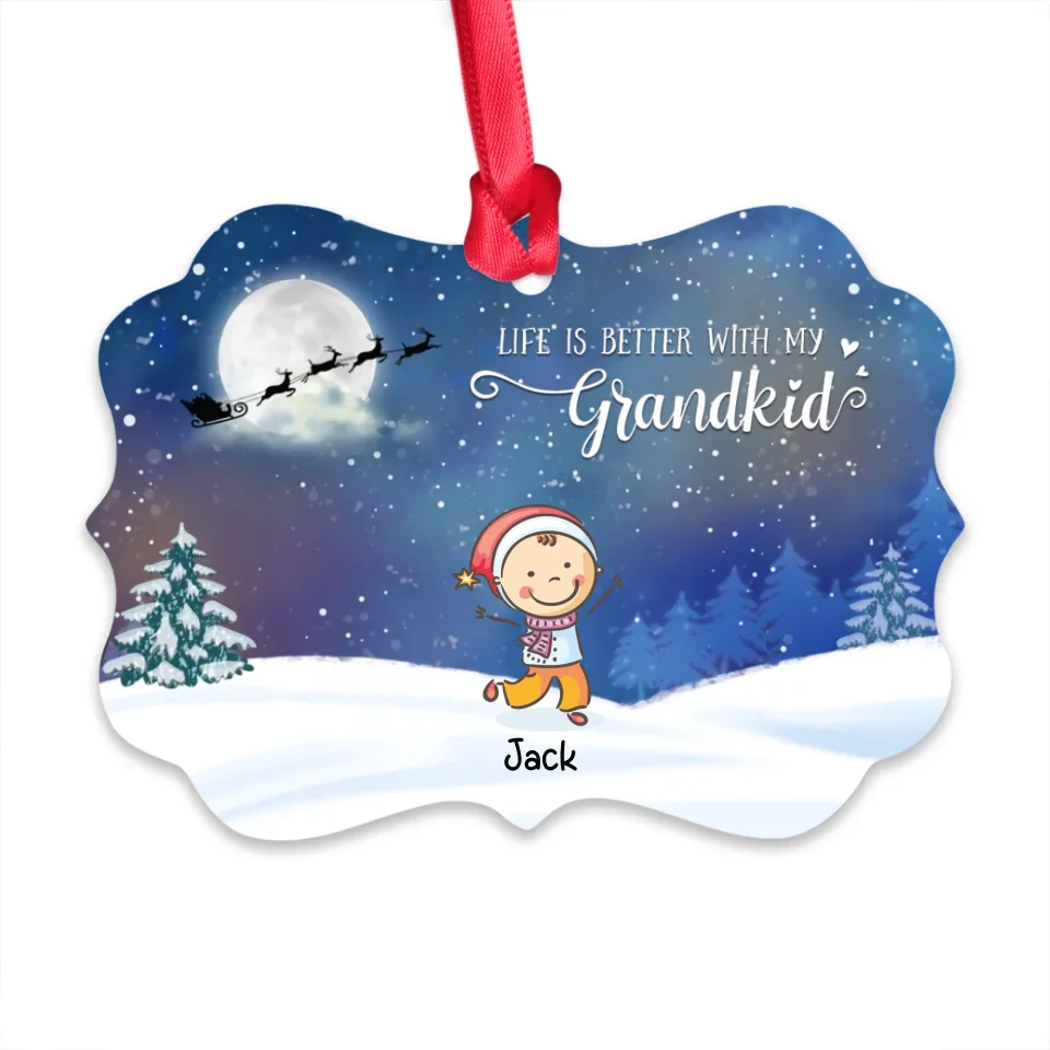 Life Is Better With Grandkids - Custom Acrylic Wooden Ornament - Christmas Gift For Grandpa Grandma - Image 4