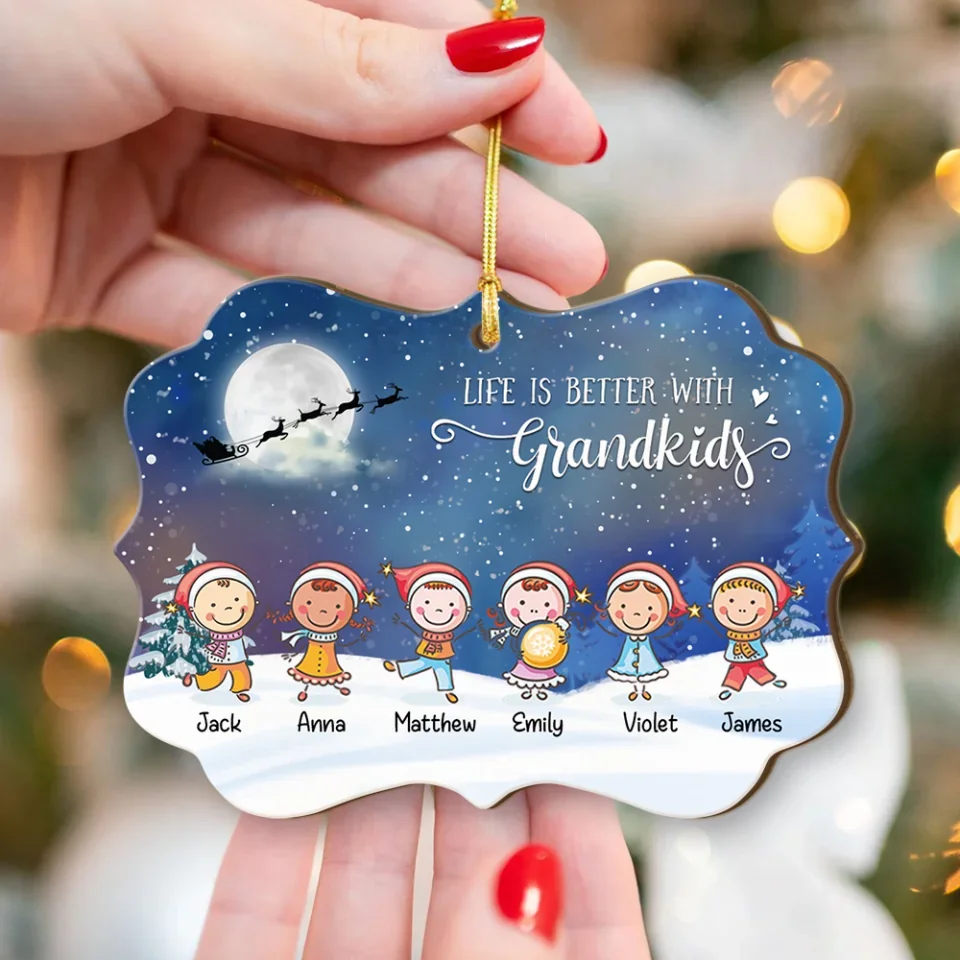 Life Is Better With Grandkids - Custom Acrylic Wooden Ornament - Christmas Gift For Grandpa Grandma - Image 6
