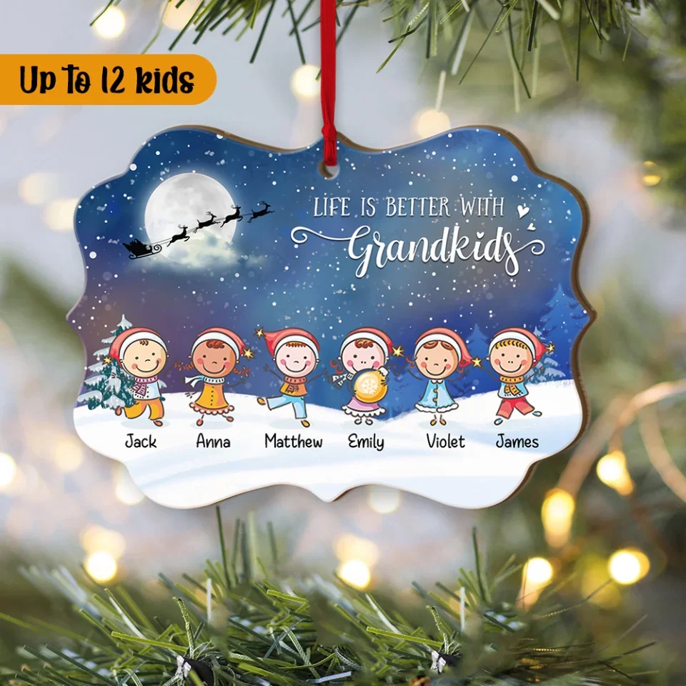 Life Is Better With Grandkids - Custom Acrylic Wooden Ornament - Christmas Gift For Grandpa Grandma - Image 8