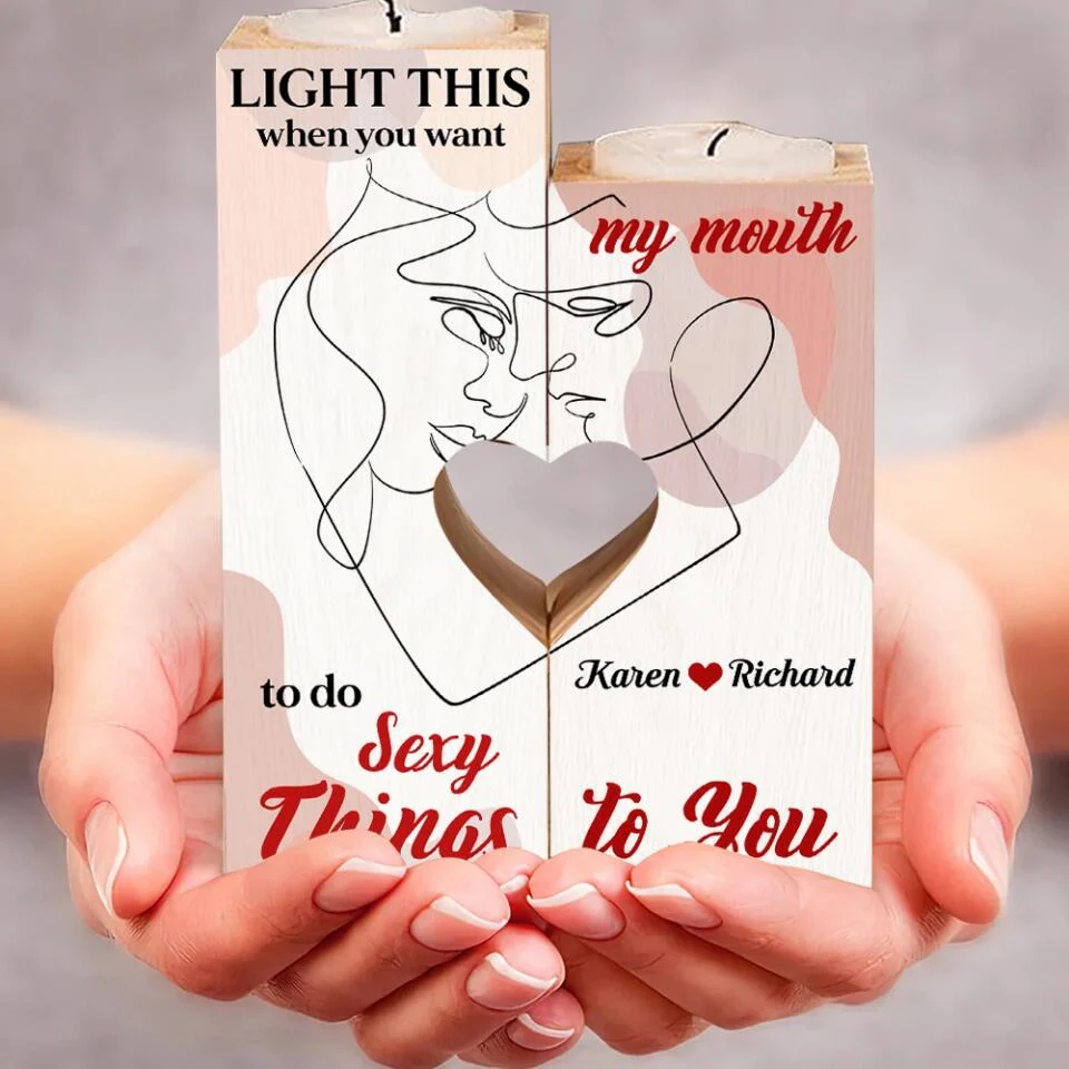 Personalized Valentine Gifts - Light This When You Want My Mouth To Do Sexy Things To You - Personalized Canlde Holder - Image 5
