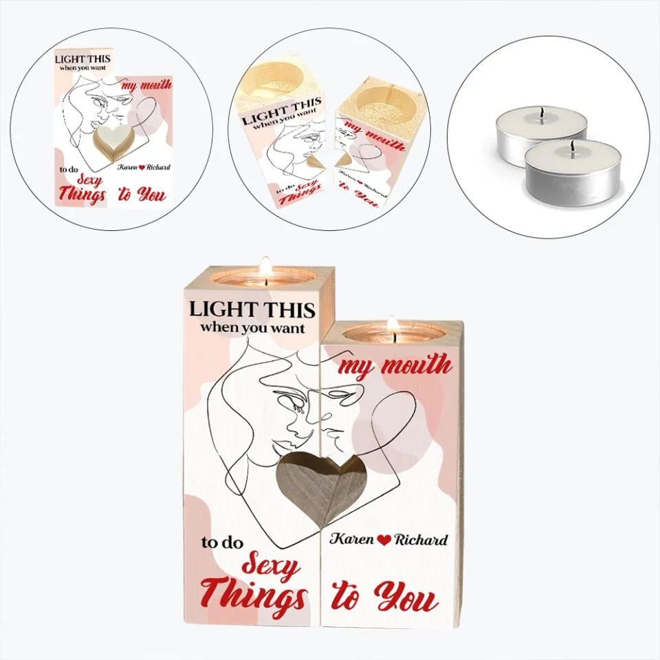 Personalized Valentine Gifts - Light This When You Want My Mouth To Do Sexy Things To You - Personalized Canlde Holder - Image 6
