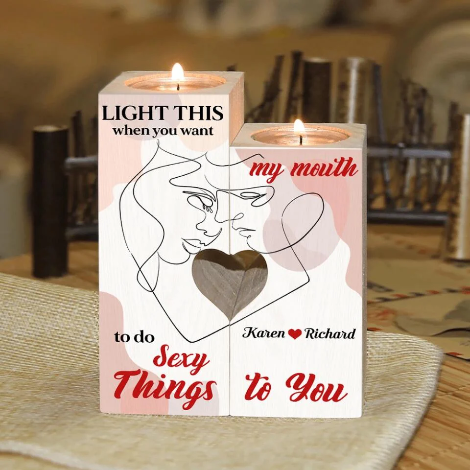 Personalized Valentine Gifts - Light This When You Want My Mouth To Do Sexy Things To You - Personalized Canlde Holder - Image 7