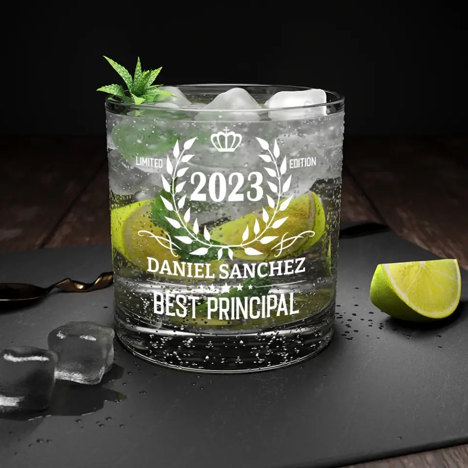 Limited Edition Best Principal - Personalized Bar Glass - Image 7
