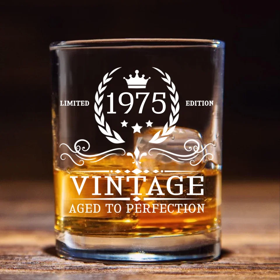 Limited Edition Vintage Aged To Perfection - Personalized Bar Glass - Cool Birthday Gift for Men - Image 3