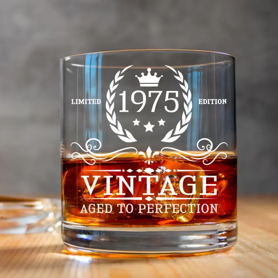 Limited Edition Vintage Aged To Perfection - Personalized Bar Glass - Cool Birthday Gift for Men - Image 4