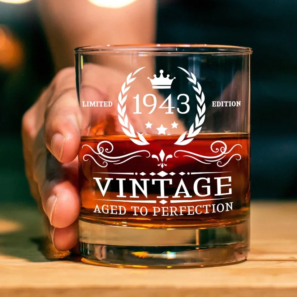 Limited Edition Vintage Aged To Perfection - Personalized Bar Glass - Cool Birthday Gift for Men - Image 5