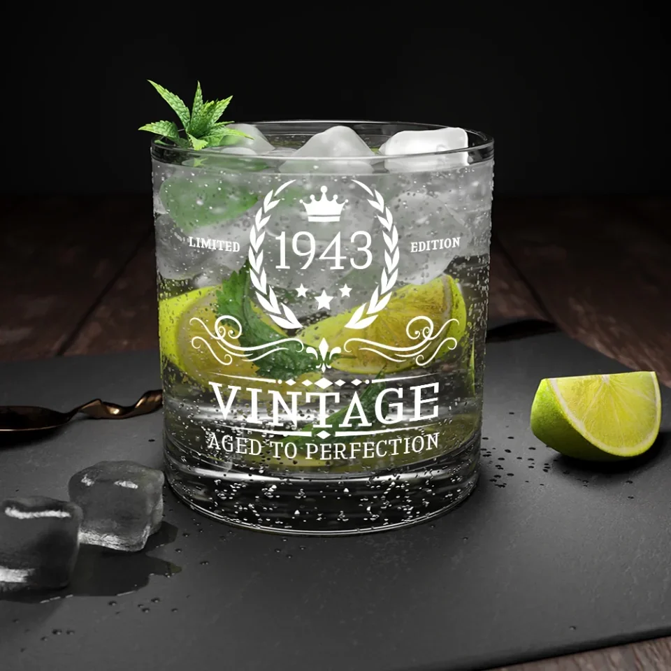 Limited Edition Vintage Aged To Perfection - Personalized Bar Glass - Cool Birthday Gift for Men - Image 6