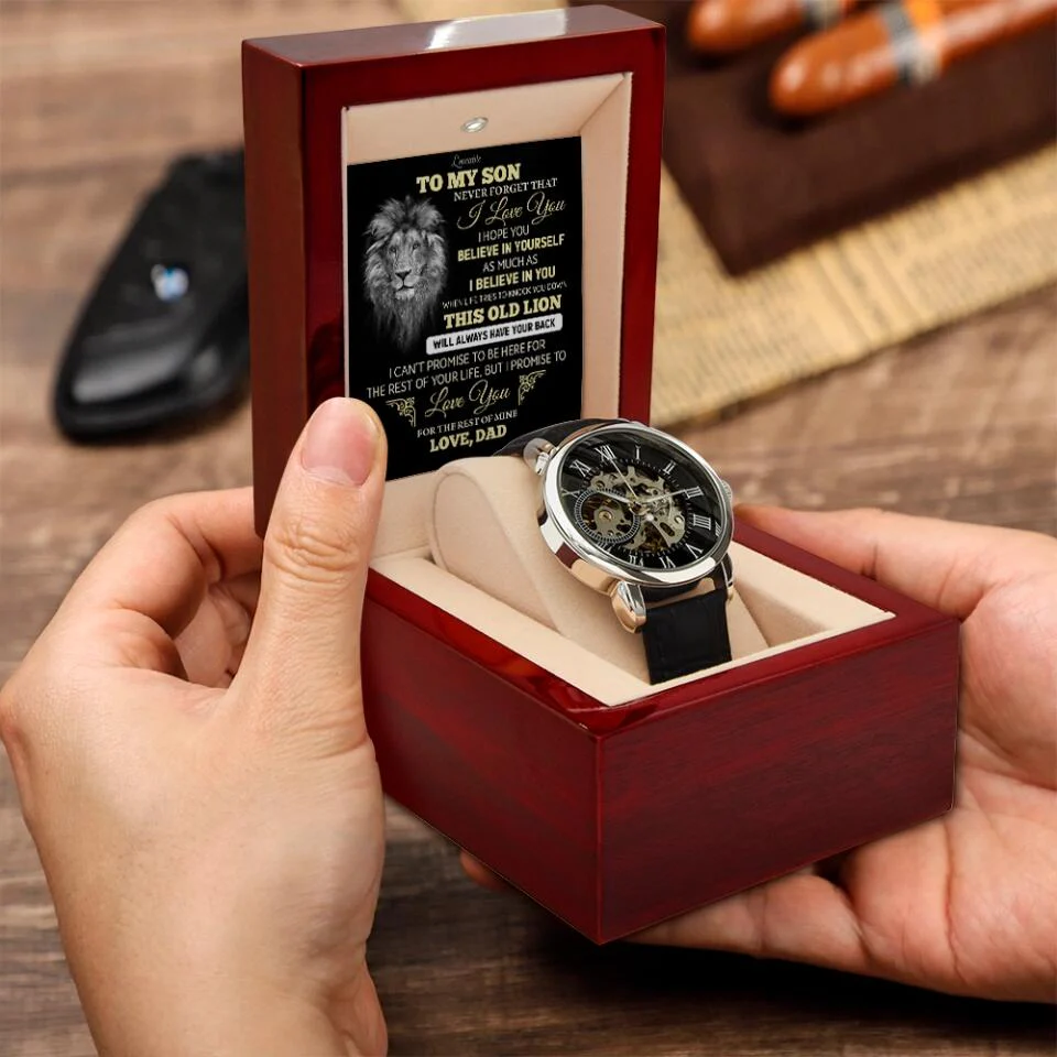 Lion To My Son Watch - Never Forget That I Love You Believe in Yourself - Personalized Luxury Men's Watch - Image 11