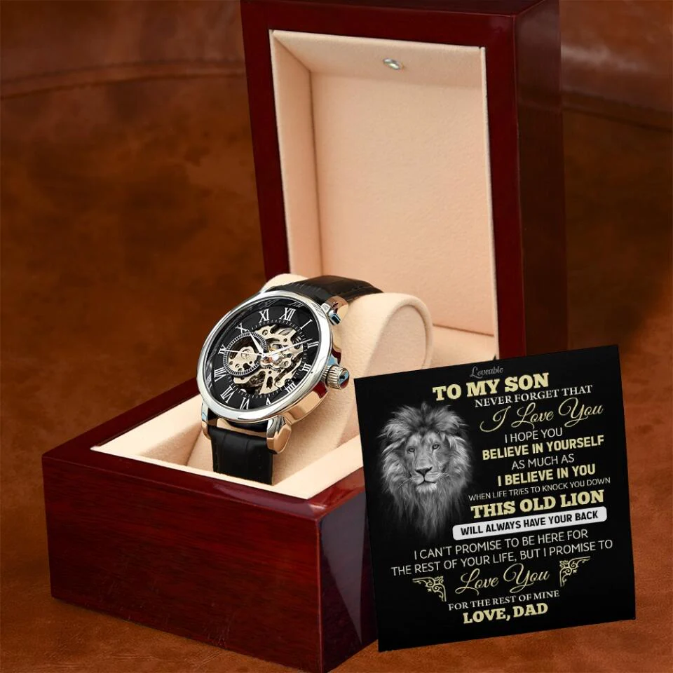 Lion To My Son Watch - Never Forget That I Love You Believe in Yourself - Personalized Luxury Men's Watch - Image 12