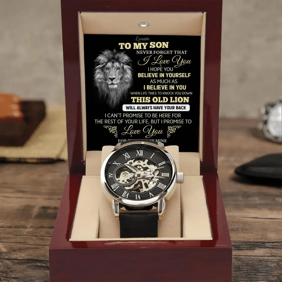 Lion To My Son Watch - Never Forget That I Love You Believe in Yourself - Personalized Luxury Men's Watch - Image 3