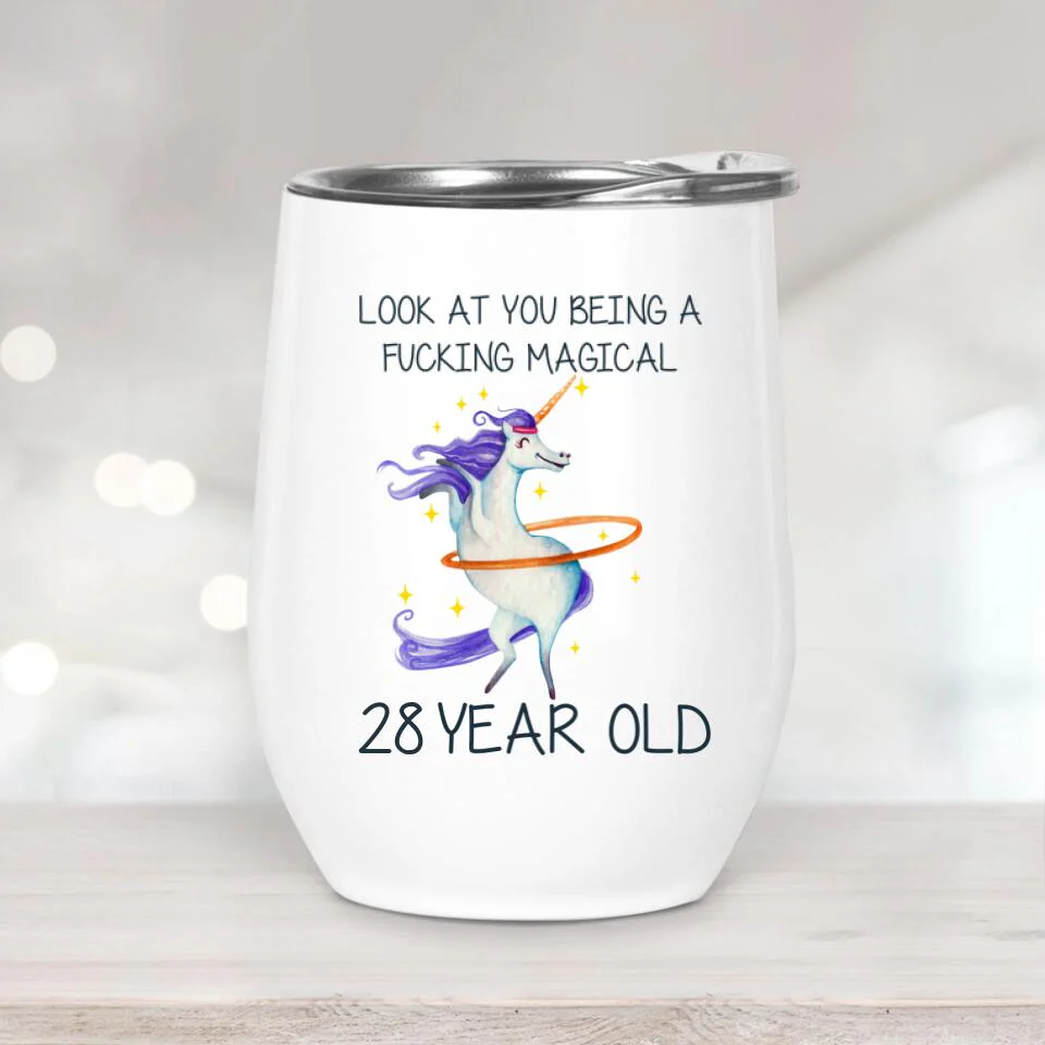 Look at You Being a F*cking Magical Personalized Tumbler 28th Birthday Gift - Image 2