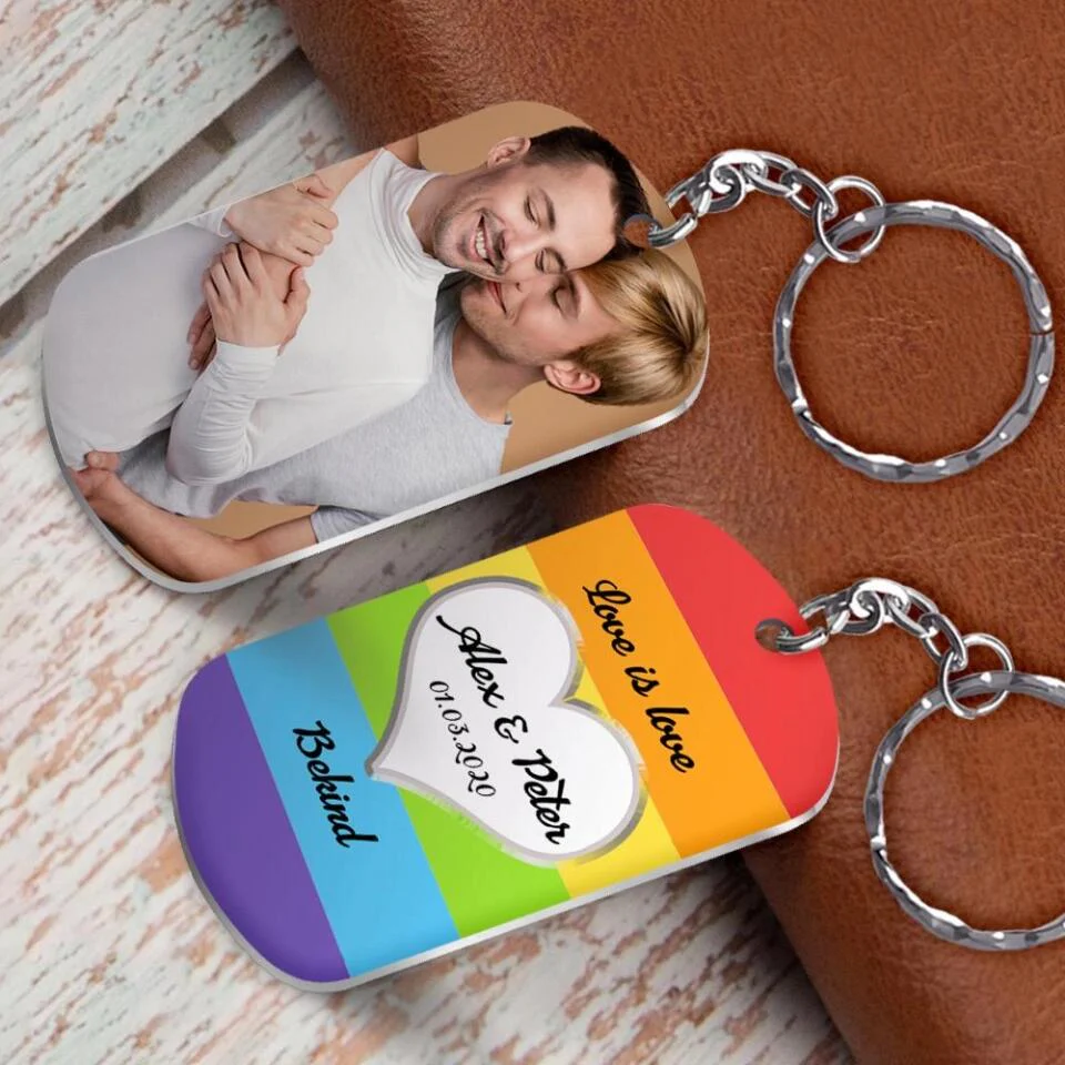 Love Is Love, Bekind - Personalized Keychain - Gift Ideas For LGBT Couple - Image 3