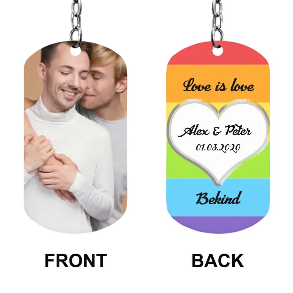 Love Is Love, Bekind - Personalized Keychain - Gift Ideas For LGBT Couple - Image 4