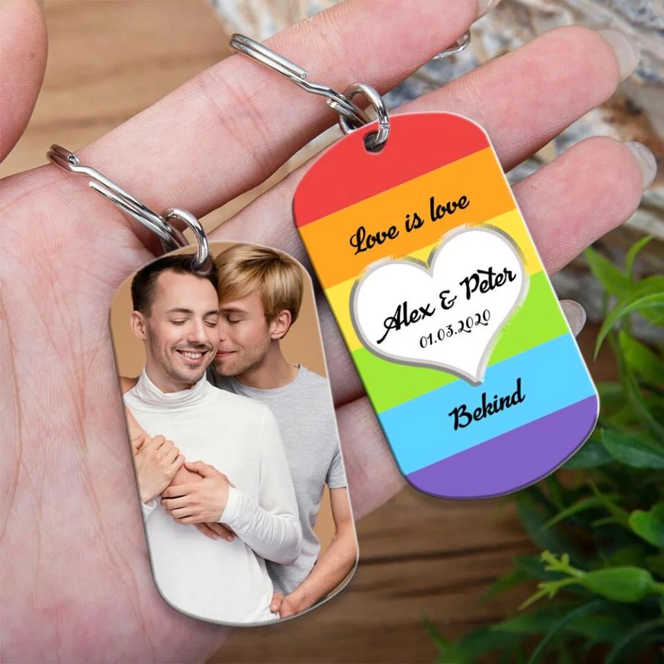 Love Is Love, Bekind - Personalized Keychain - Gift Ideas For LGBT Couple - Image 5