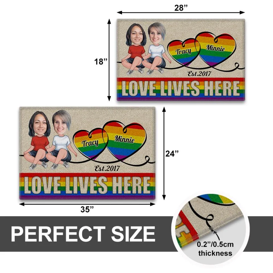 Personalized Valentine Gifts - Love Lives Here - Housewarming Gifts - Custom Doormat - Anniversary Gift For LGBT Couples - Image 10
