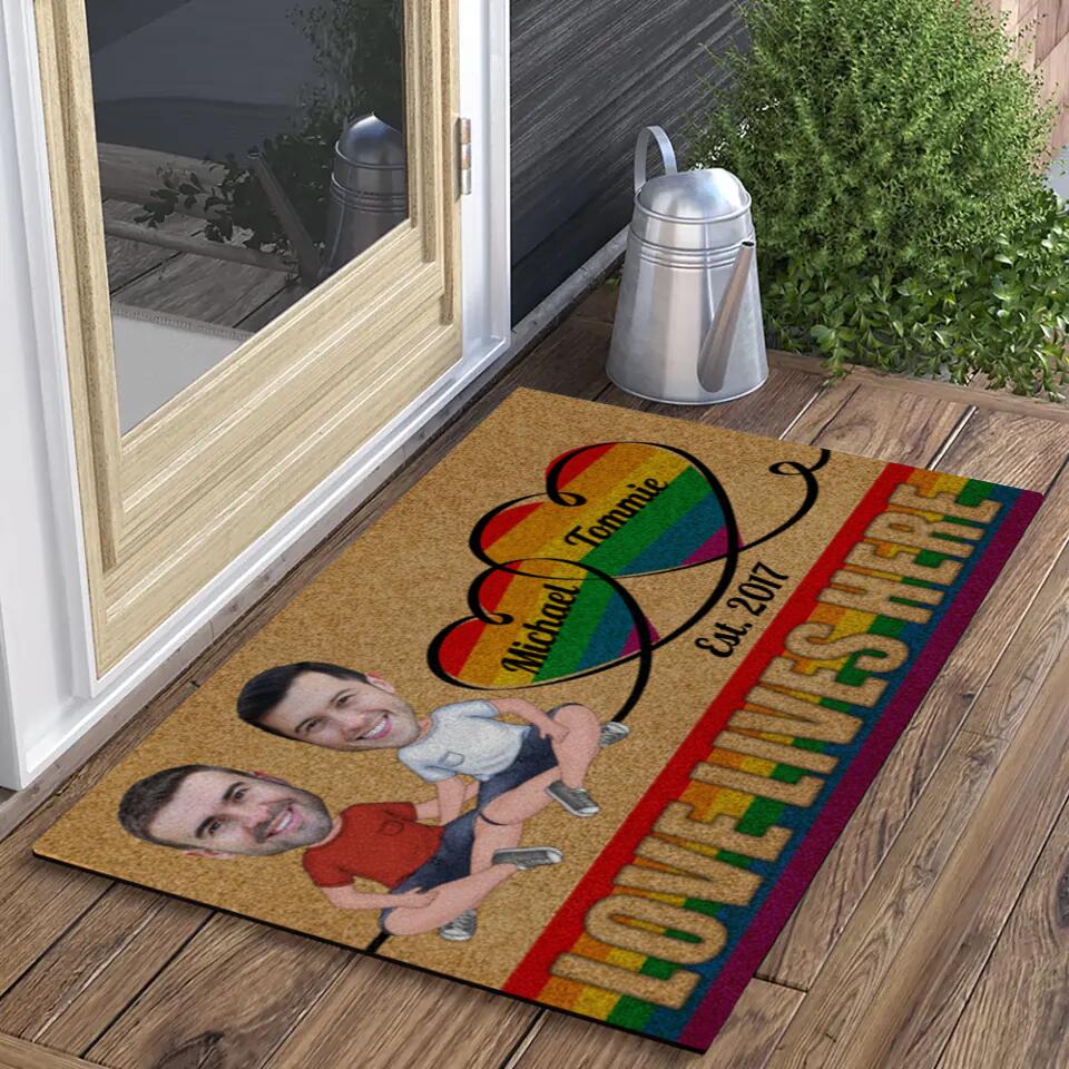 Personalized Valentine Gifts - Love Lives Here - Housewarming Gifts - Custom Doormat - Anniversary Gift For LGBT Couples - Image 4