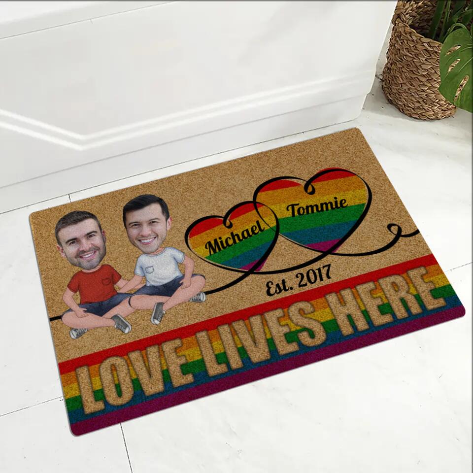 Personalized Valentine Gifts - Love Lives Here - Housewarming Gifts - Custom Doormat - Anniversary Gift For LGBT Couples - Image 5
