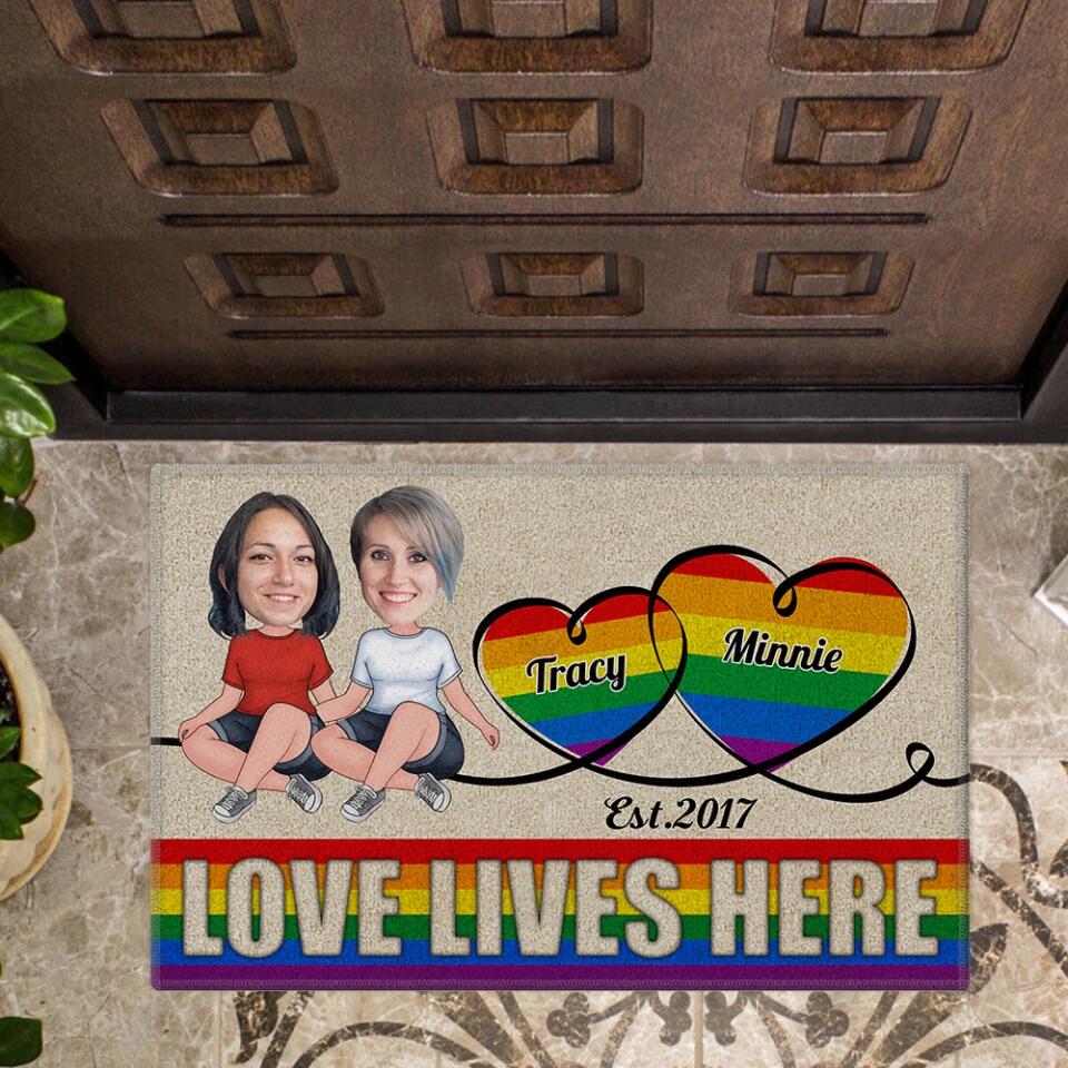 Personalized Valentine Gifts - Love Lives Here - Housewarming Gifts - Custom Doormat - Anniversary Gift For LGBT Couples - Image 6