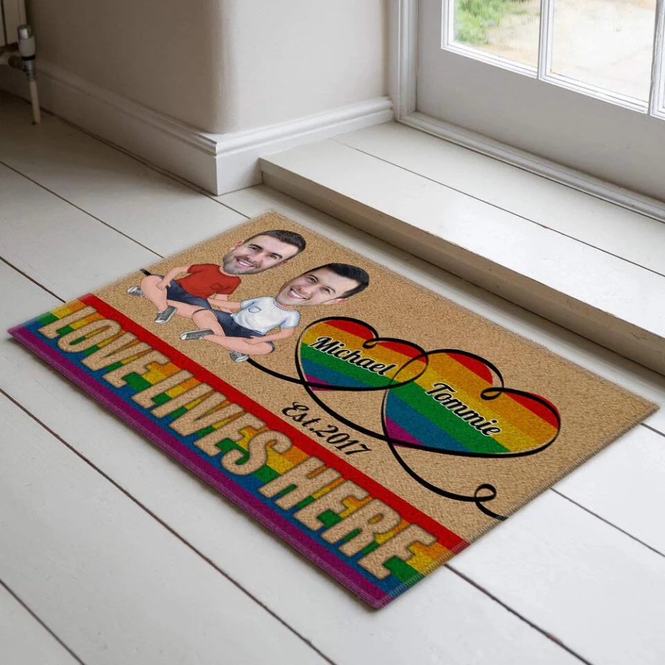Personalized Valentine Gifts - Love Lives Here - Housewarming Gifts - Custom Doormat - Anniversary Gift For LGBT Couples - Image 7