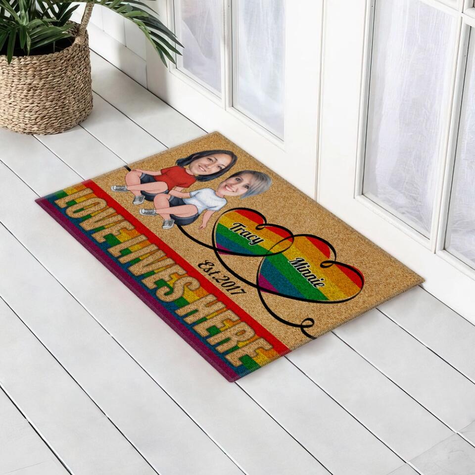 Personalized Valentine Gifts - Love Lives Here - Housewarming Gifts - Custom Doormat - Anniversary Gift For LGBT Couples - Image 8