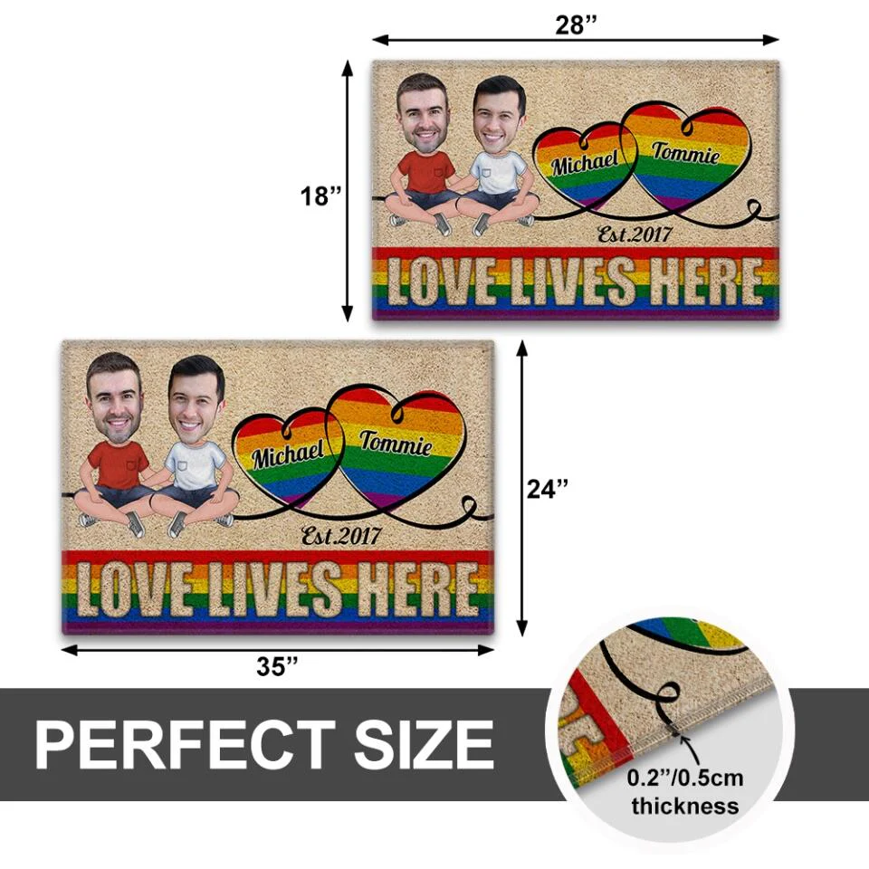 Personalized Valentine Gifts - Love Lives Here - Housewarming Gifts - Custom Doormat - Anniversary Gift For LGBT Couples - Image 9