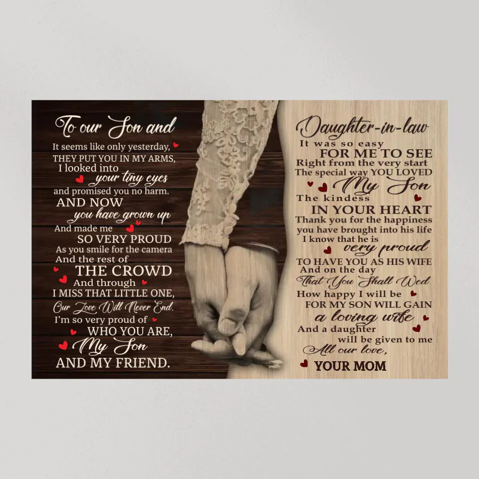 Love Message For Son And Daughter-in-law Custom Canvas Poster Wedding Gifts - Image 10