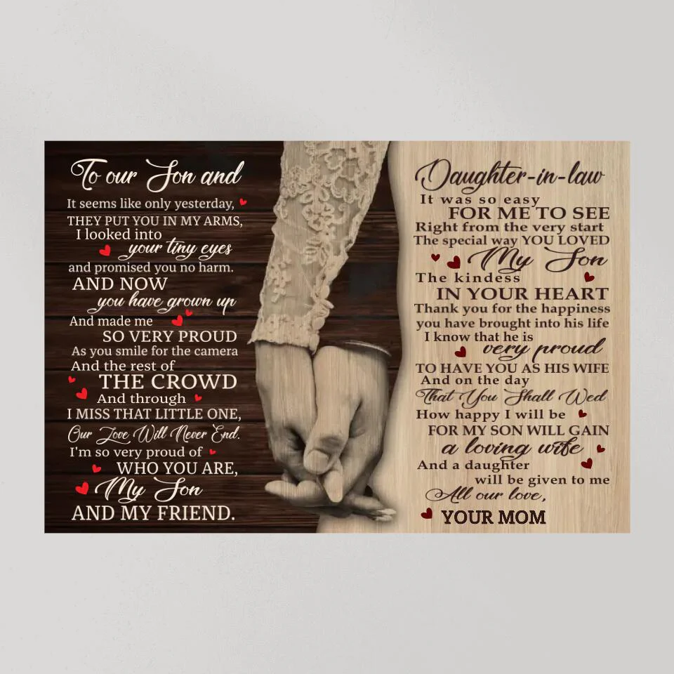 Love Message For Son And Daughter-in-law Custom Canvas Poster Wedding Gifts - Image 11