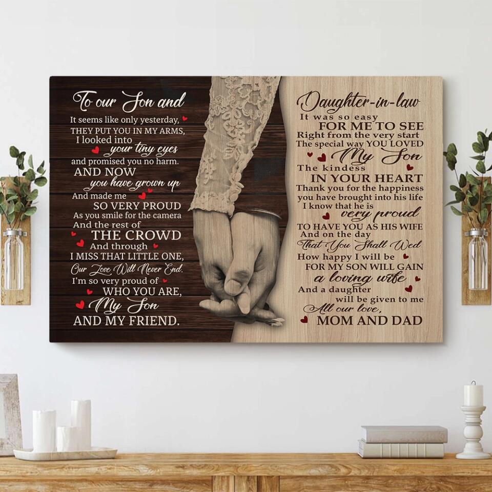 Love Message For Son And Daughter-in-law Custom Canvas Poster Wedding Gifts - Image 12