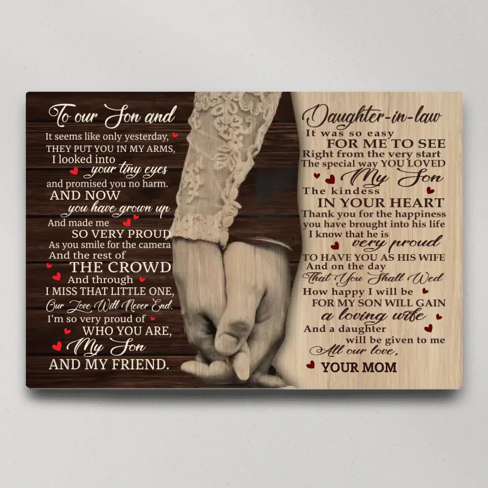 Love Message For Son And Daughter-in-law Custom Canvas Poster Wedding Gifts - Image 3