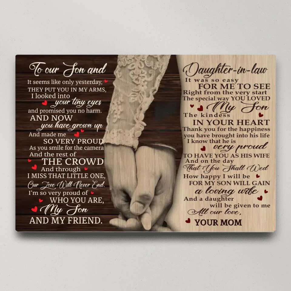 Love Message For Son And Daughter-in-law Custom Canvas Poster Wedding Gifts - Image 4