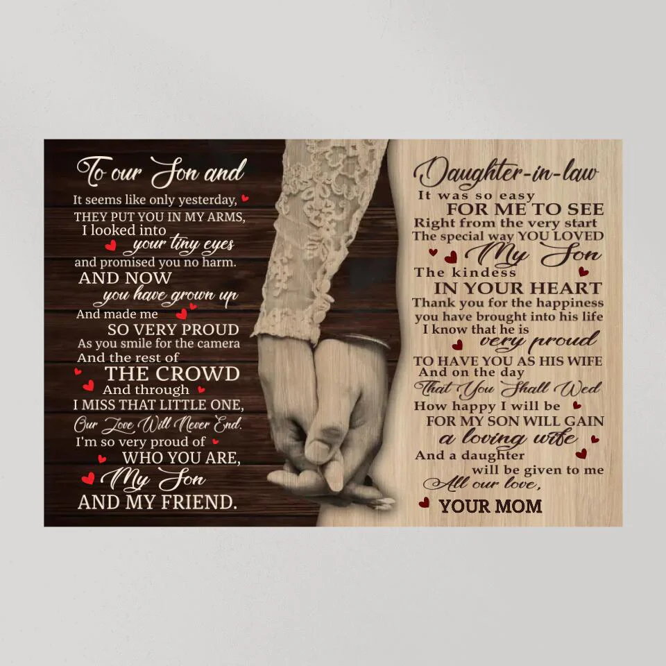 Love Message For Son And Daughter-in-law Custom Canvas Poster Wedding Gifts - Image 9
