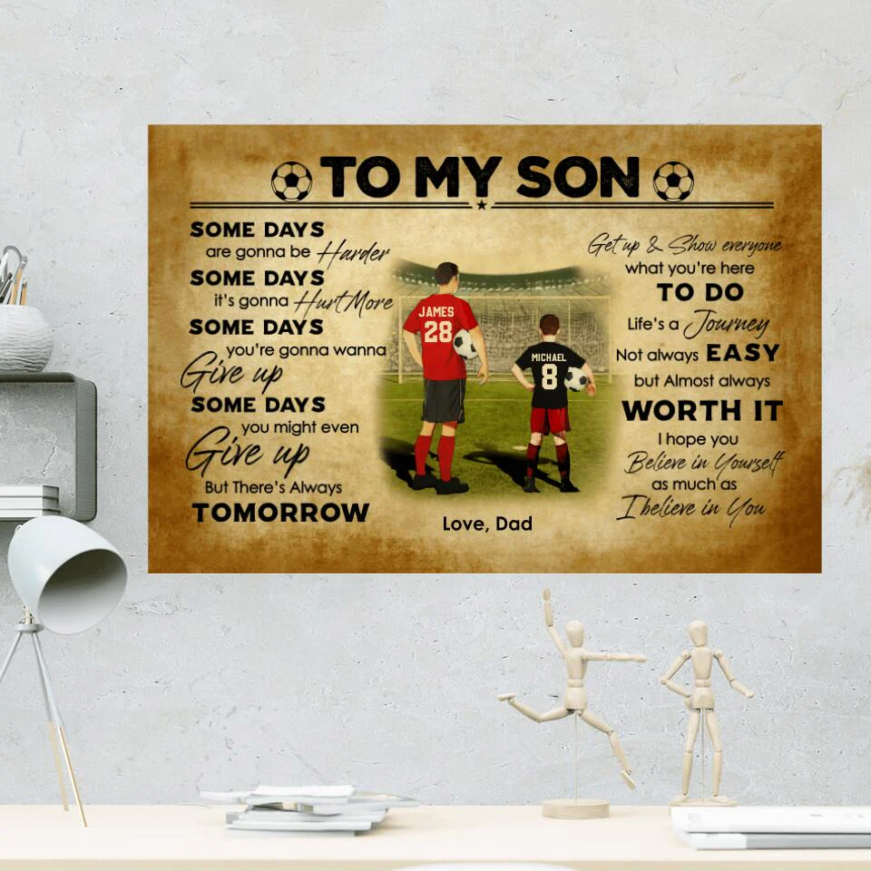 Love Message To My Son From Dad Custom Canvas Poster Birthday Gift For Son Soccer Lovers - Image 10