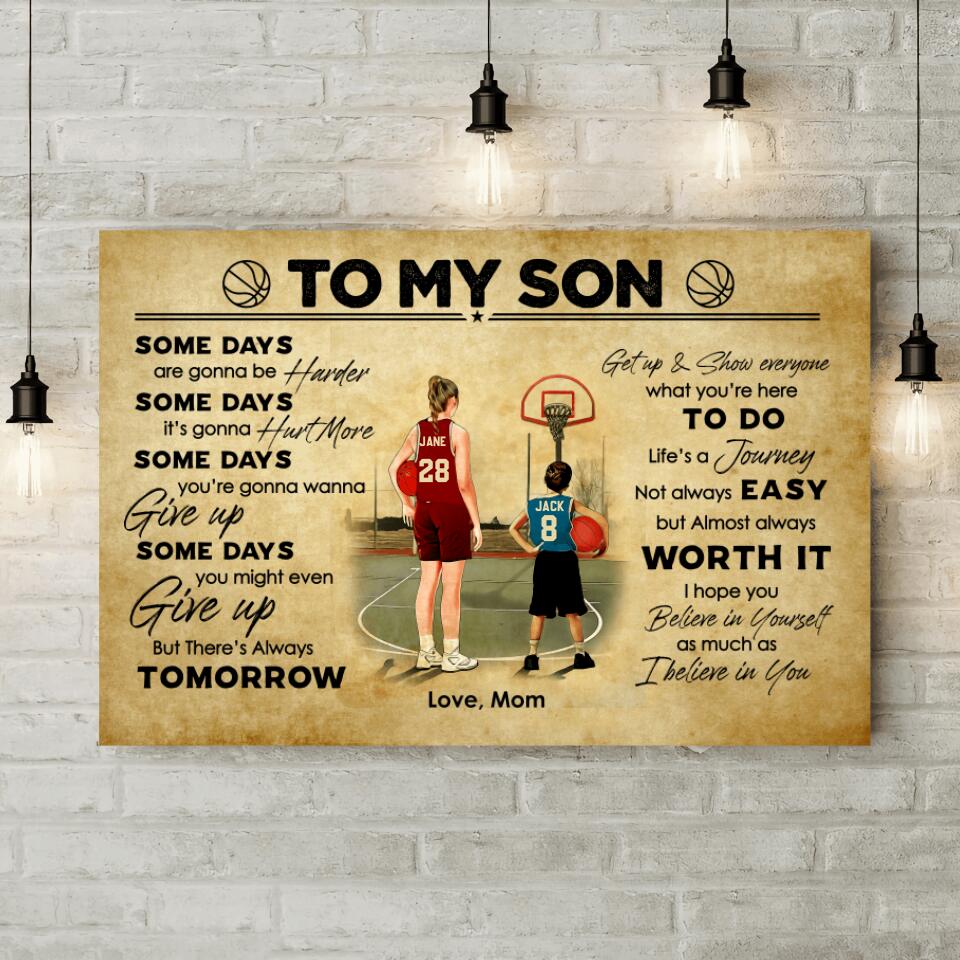 Love Message To My Son From Mom Custom Canvas Poster Birthday Gift For Son Basketball Lovers - Image 2