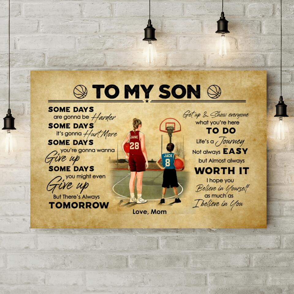 Love Message To My Son From Mom Custom Canvas Poster Birthday Gift For Son Basketball Lovers - Image 3