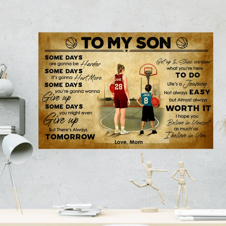 Love Message To My Son From Mom Custom Canvas Poster Birthday Gift For Son Basketball Lovers - Image 5