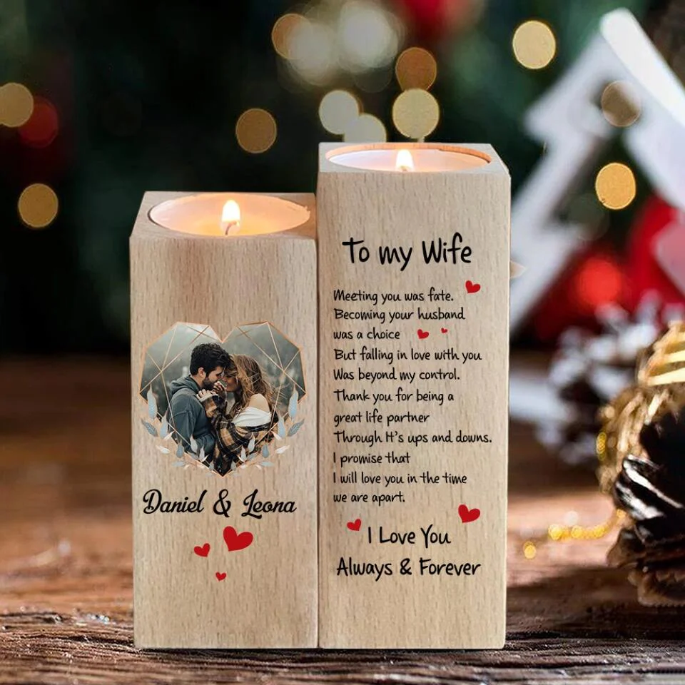 Love Quotes To Wife I Love You Always And Forever Custom Candle Holder Anniversary Gift - Image 3