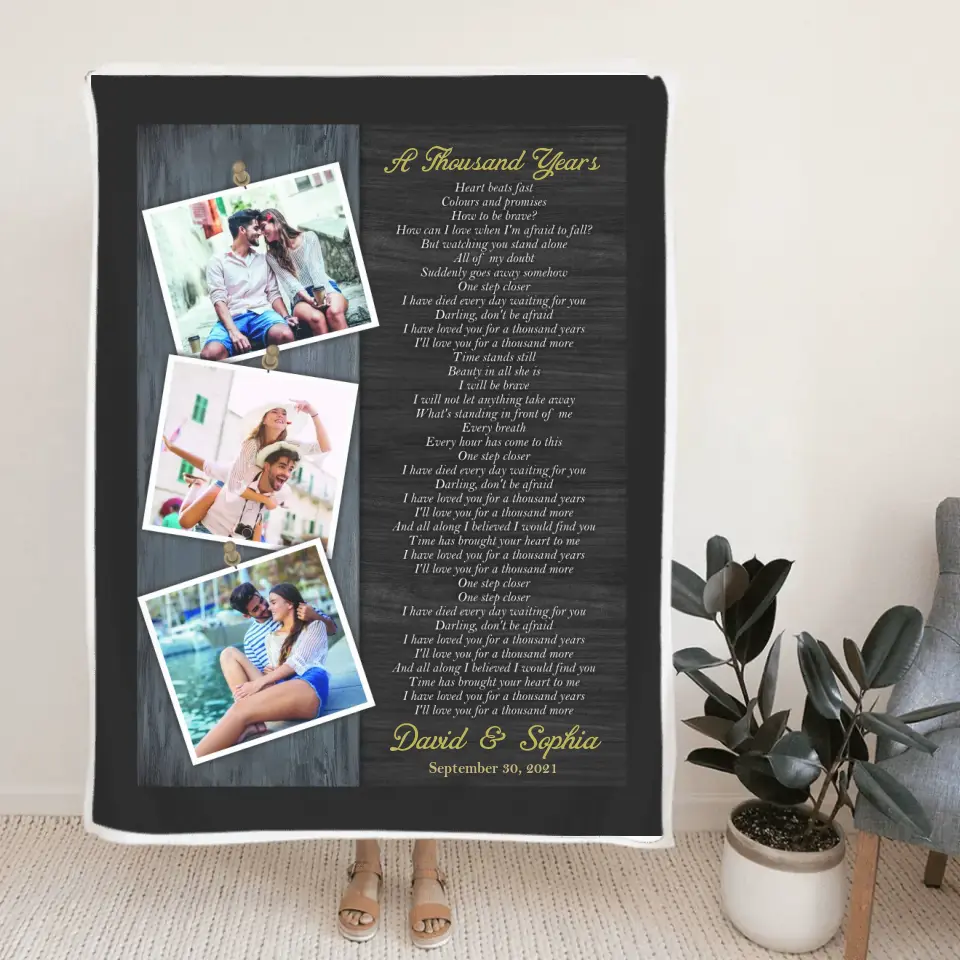 Love Song And Lyrics Custom Blanket Anniversary Gift For Couples - Image 3