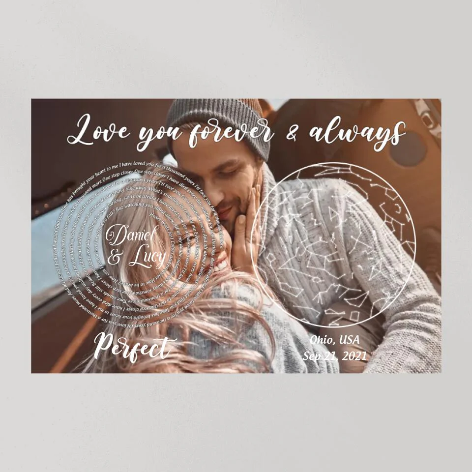 Love You Forever And Always Favorite Song Lyrics Custom Star Map Canvas Poster Anniversary Gift - Image 10