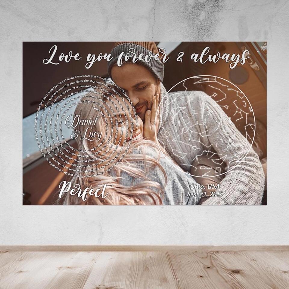 Love You Forever And Always Favorite Song Lyrics Custom Star Map Canvas Poster Anniversary Gift - Image 13