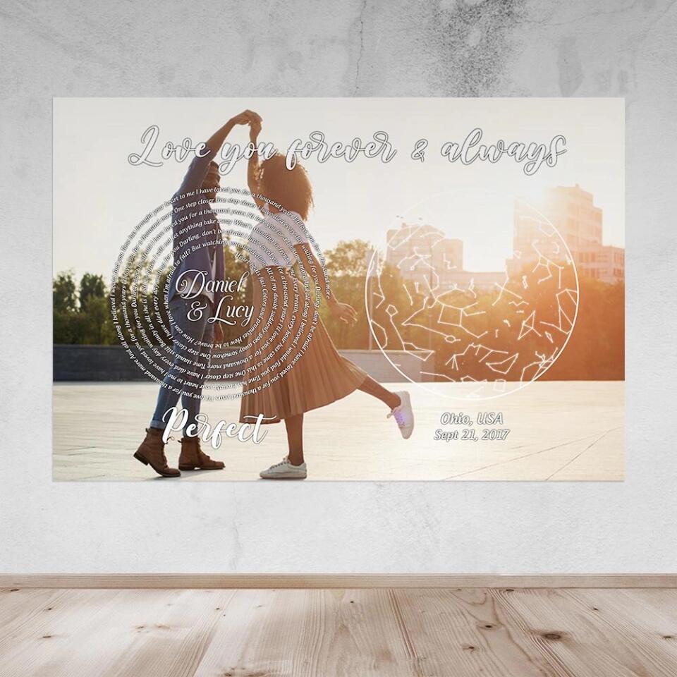 Love You Forever And Always Favorite Song Lyrics Custom Star Map Canvas Poster Anniversary Gift - Image 14