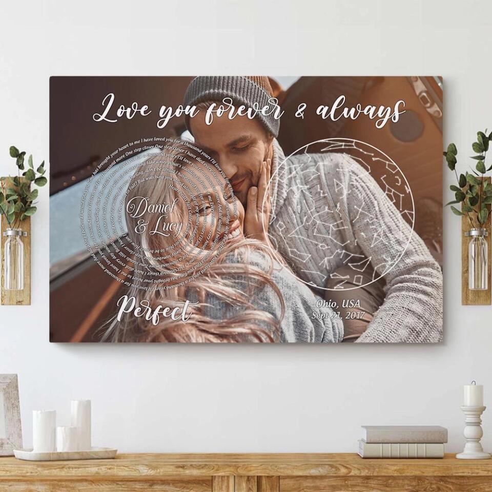 Love You Forever And Always Favorite Song Lyrics Custom Star Map Canvas Poster Anniversary Gift - Image 5