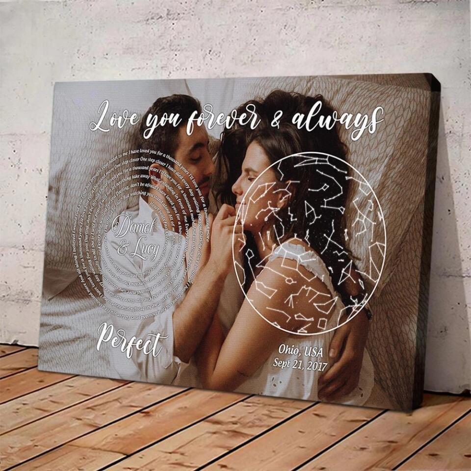 Love You Forever And Always Favorite Song Lyrics Custom Star Map Canvas Poster Anniversary Gift - Image 6